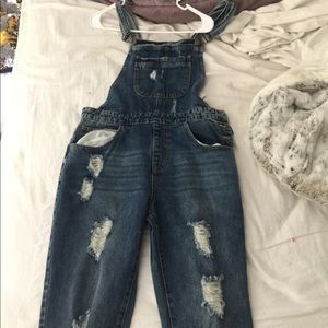 FOREVER 21 DARK DENIM OVERALLS